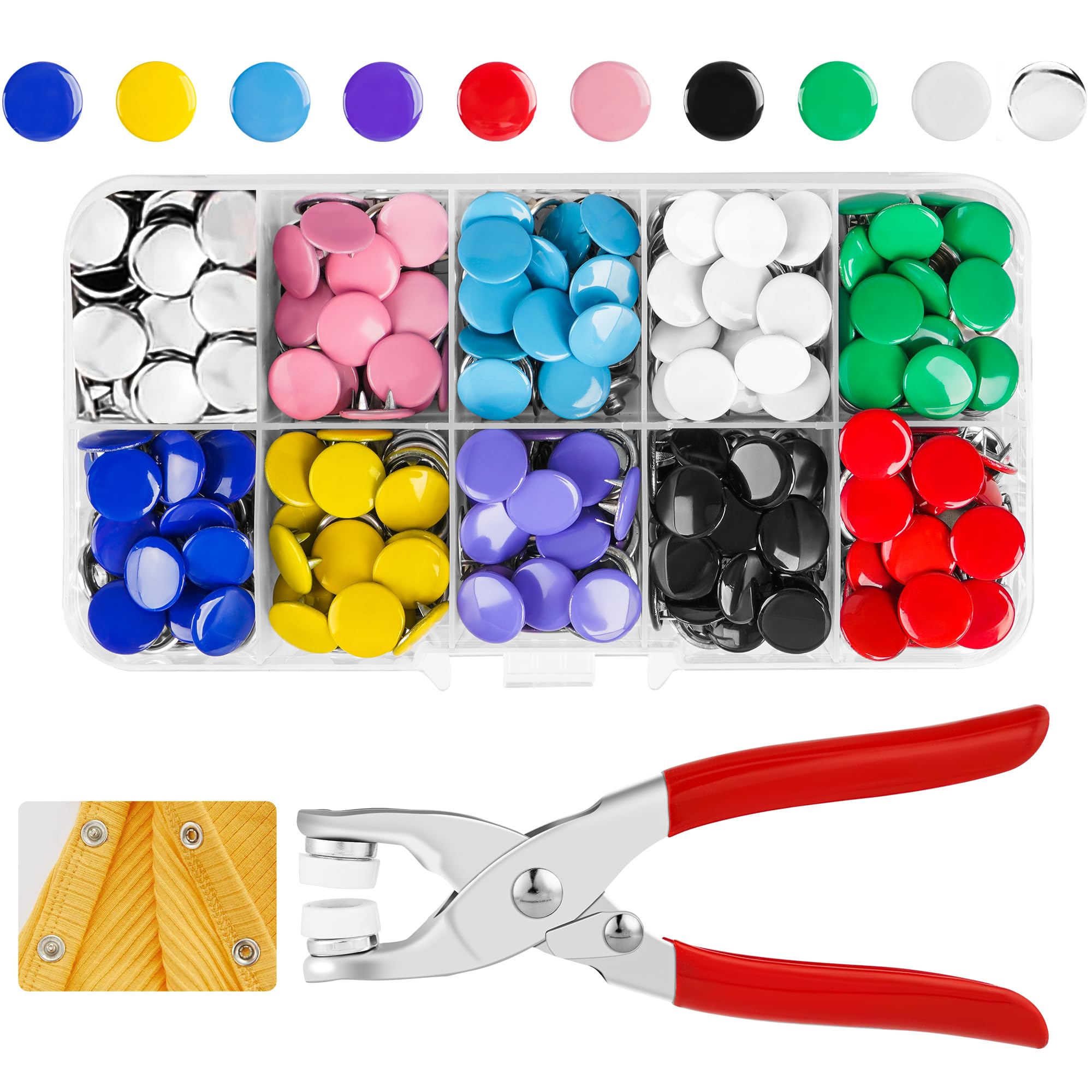 Amazon.com: Snap Button Kit 100set, 9.5mm Snap Fasteners Kit with